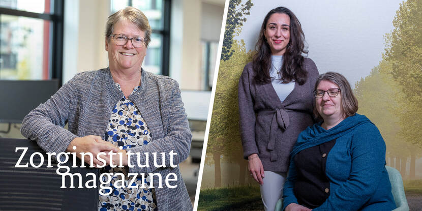 Op de foto staan Liselotte Visser van het Zorginstituut en ggz-professionals Marjam Afshari en Tabitha Mudde.